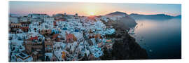 Akrylbilde Sunrise in the panorama of Santorini