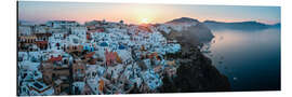 Aluminium print Sunrise in the panorama of Santorini