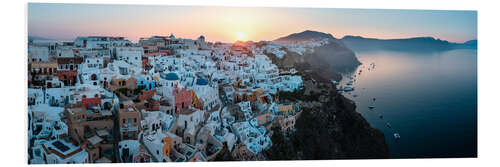 Hartschaumbild Sonnenaufgang im Panorama auf Santorini