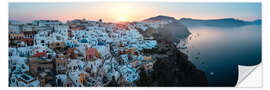 Sticker mural Sunrise in the panorama of Santorini