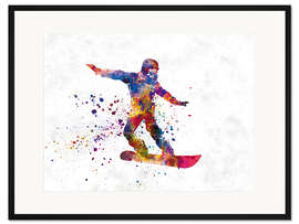 Gerahmter Kunstdruck Snowboardfahrer VI