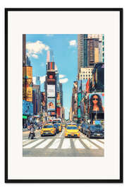 Gerahmter Kunstdruck Bunter Times Square und blauer Himmel
