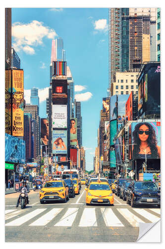 Selvklebende plakat Colourful Times Square and the blue sky