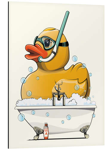 Tableau en aluminium Squeaky duckling in the bath tub