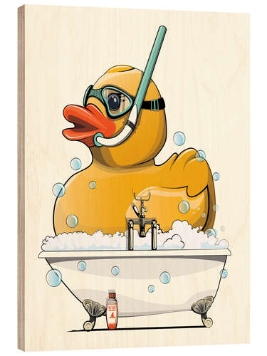 Wood print Squeaky duckling in the bath tub