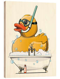 Quadro de madeira Squeaky duckling in the bath tub