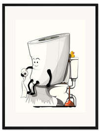 Gerahmter Kunstdruck Toilettenpapierrolle auf der Toilette