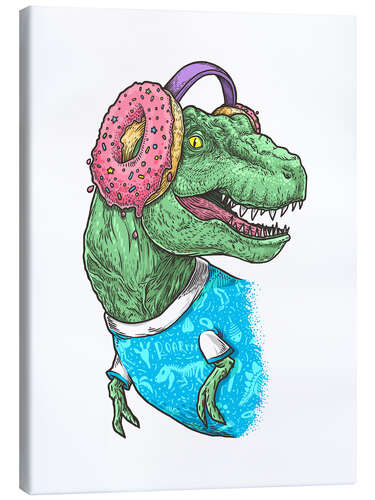 Canvas print T-Rex with Donut Headphones