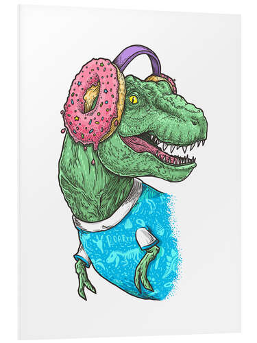 Foam board print T-Rex with Donut Headphones