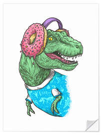 Naklejka na ścianę T-Rex with Donut Headphones