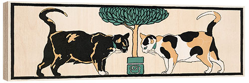Quadro de madeira Cats under a tree