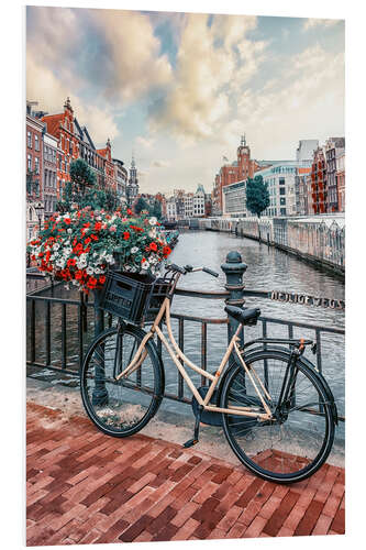 Foam board print Flower bicycle on the canal in Amsterdam