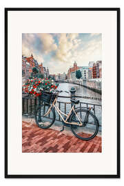 Gerahmter Kunstdruck Blumenrad am Kanal in Amsterdam