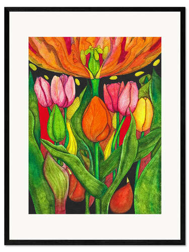 Inramat konsttryck Colourful, bright tulip splendor