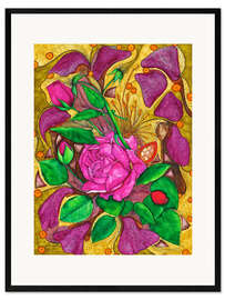 Ingelijste kunstdruk Pink Rose Flower