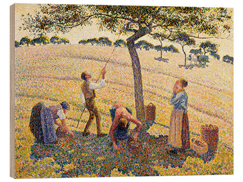 Tableau en bois Récolte des pommes en automne