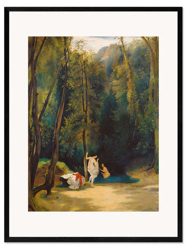 Framed art print Women bathing in the park of Terni, Italy