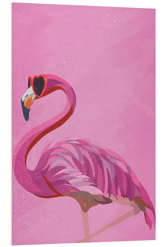 Foam board print Flamingo with Heart Glasses II