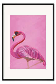 Gerahmter Kunstdruck Flamingo mit Herzbrille II