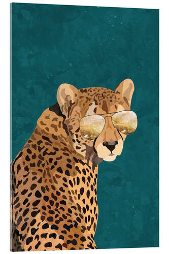 Quadro em acrílico Cheetah with Golden Sunglasses