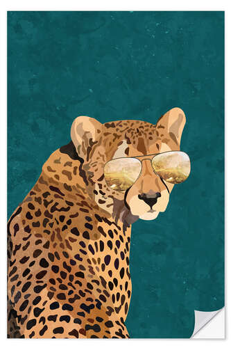 Naklejka na ścianę Cheetah with Golden Sunglasses