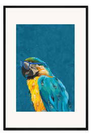 Gerahmter Kunstdruck Ara mit Brille im Profil
