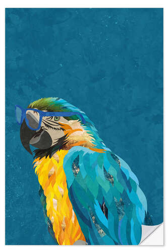 Sticker mural Macaw with Glasses in Profile