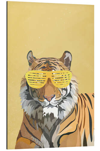 Aluminium print Tiger with Party Glasses III