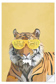 Selvklebende plakat Tiger with Party Glasses III