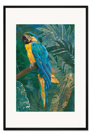 Gerahmter Kunstdruck Ara im goldenen Dschungel