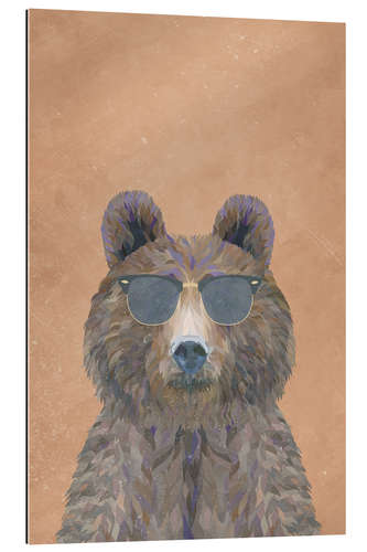 Quadro em plexi-alumínio Urso pardo com óculos de sol