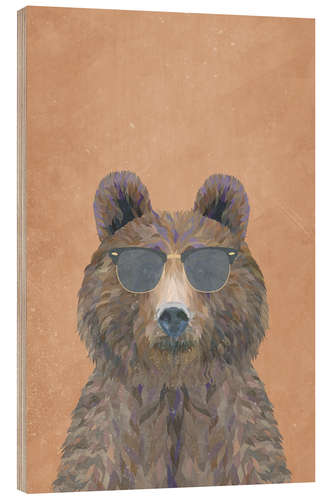 Puutaulu Brown bear with sunglasses