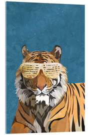 Tableau en verre acrylique Tiger with Party Glasses II - Sarah Manovski