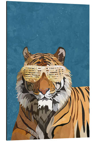 Aluminium print Tiger with Party Glasses II