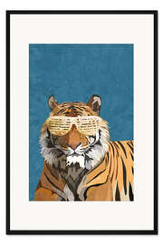 Gerahmter Kunstdruck Tiger mit Partybrille II
