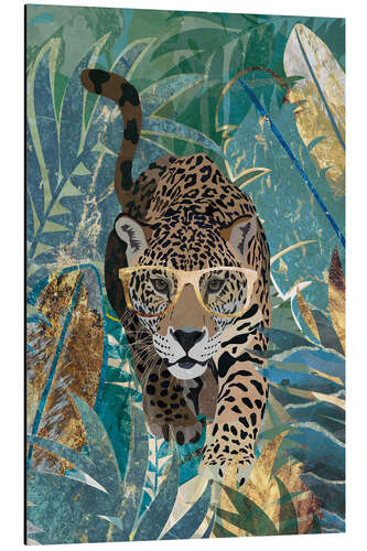 Aluminiumtavla Jungle Jaguar with Glasses