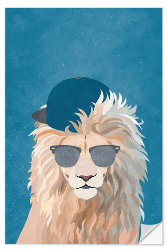 Wall sticker Lion with Cap and Sunglasses