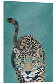 Acrylglasbild  Neugieriger Jaguar mit Brille (Detail) - Sarah Manovski