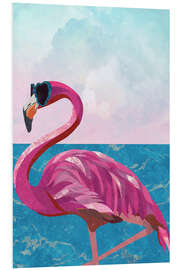 Foam board print Flamingo with Heart Glasses I