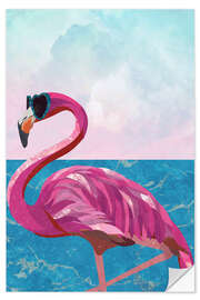 Selvklebende plakat Flamingo with Heart Glasses I