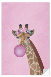 Naklejka na ścianę Giraffe with Bubble Gum