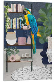 Tableau en aluminium Macaw with Houseplants