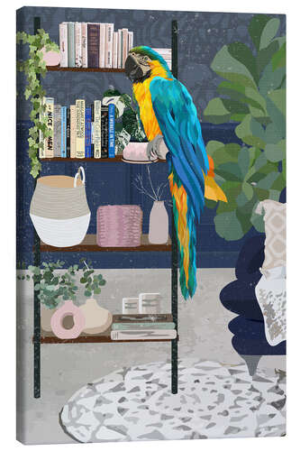 Canvastavla Macaw with Houseplants