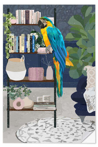 Självhäftande poster Macaw with Houseplants