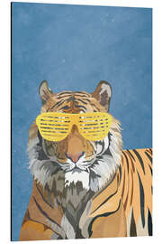 Aluminium print Tiger with Party Glasses I