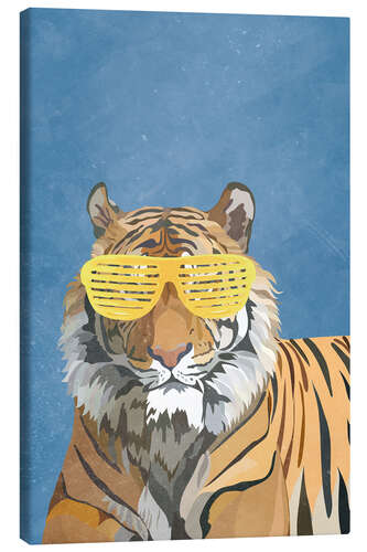 Canvas-taulu Tiger with Party Glasses I