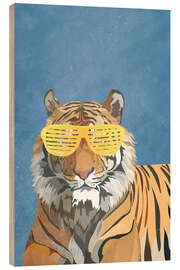 Stampa su legno Tiger with Party Glasses I