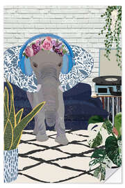 Wall sticker Elephant listening to Music