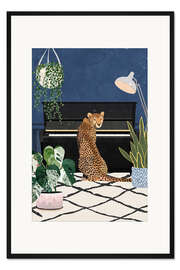 Gerahmter Kunstdruck Gepard im Klavierzimmer - Sarah Manovski