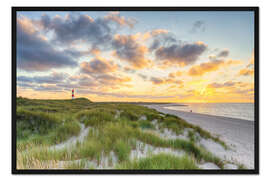Gerahmter Kunstdruck Abendspaziergang auf Sylt